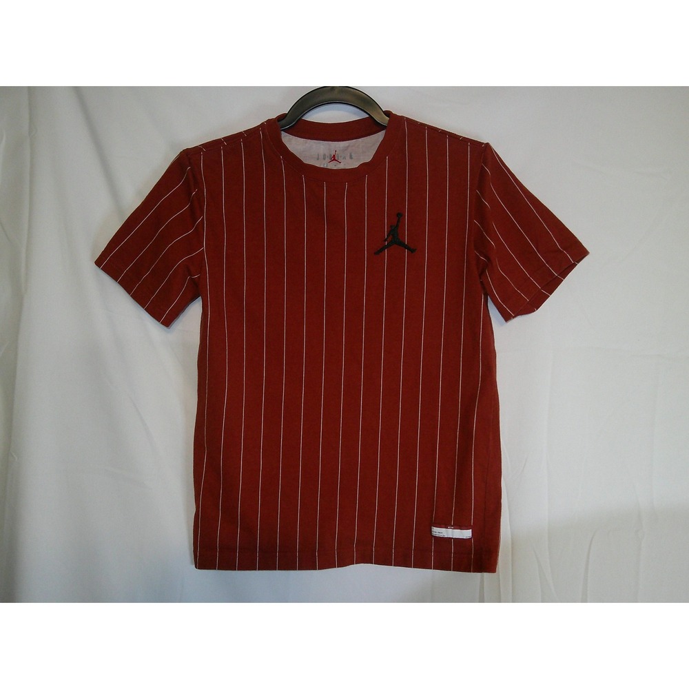 Kids Jordan Rust Pinstripe T-Shirt Boys Girls Short Sleeve Graphic Tee Size M